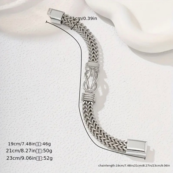 Titanium Stainless Steel Silver Double Roll Men's Chain Bracelet - Picture 4 of 6